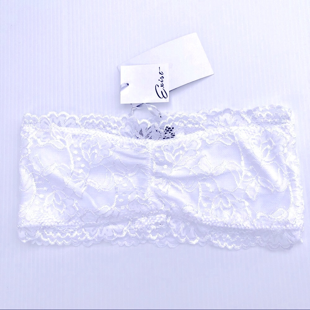 Exist bandeau, white lace & lined, Sz S / M